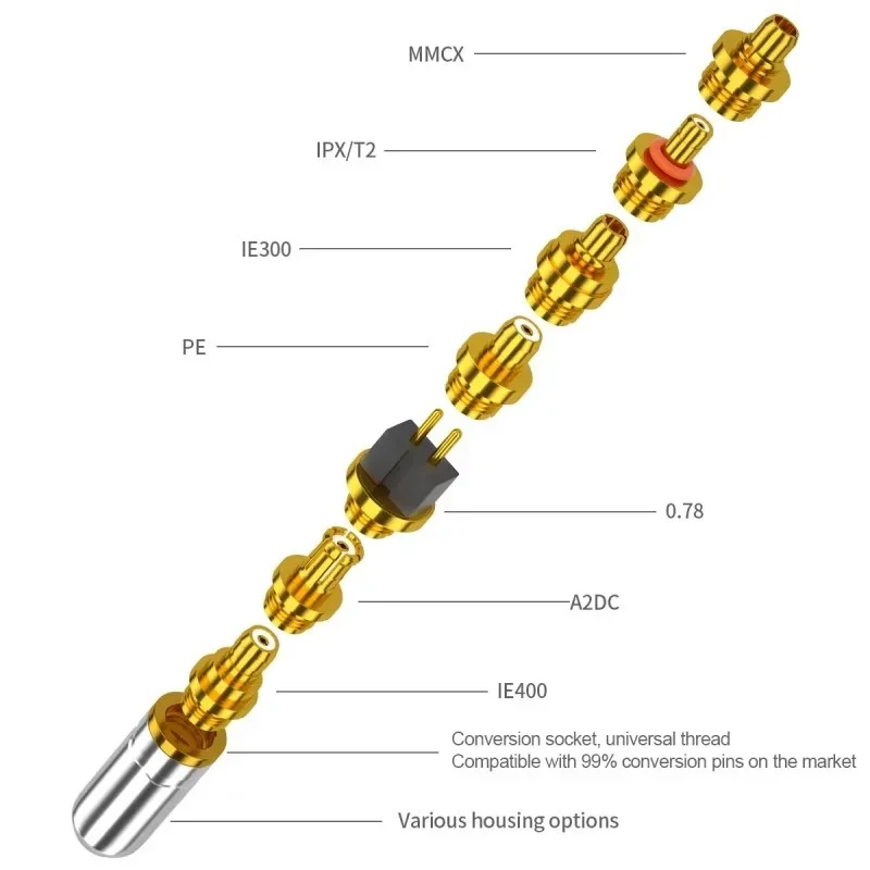 Pasadores de auriculares reemplazables 0,78mm MMCX PE ie300 T2 A2DC ie400 conector hembra Terminal de altavoz intercambiable multifuncional - imagen 5
