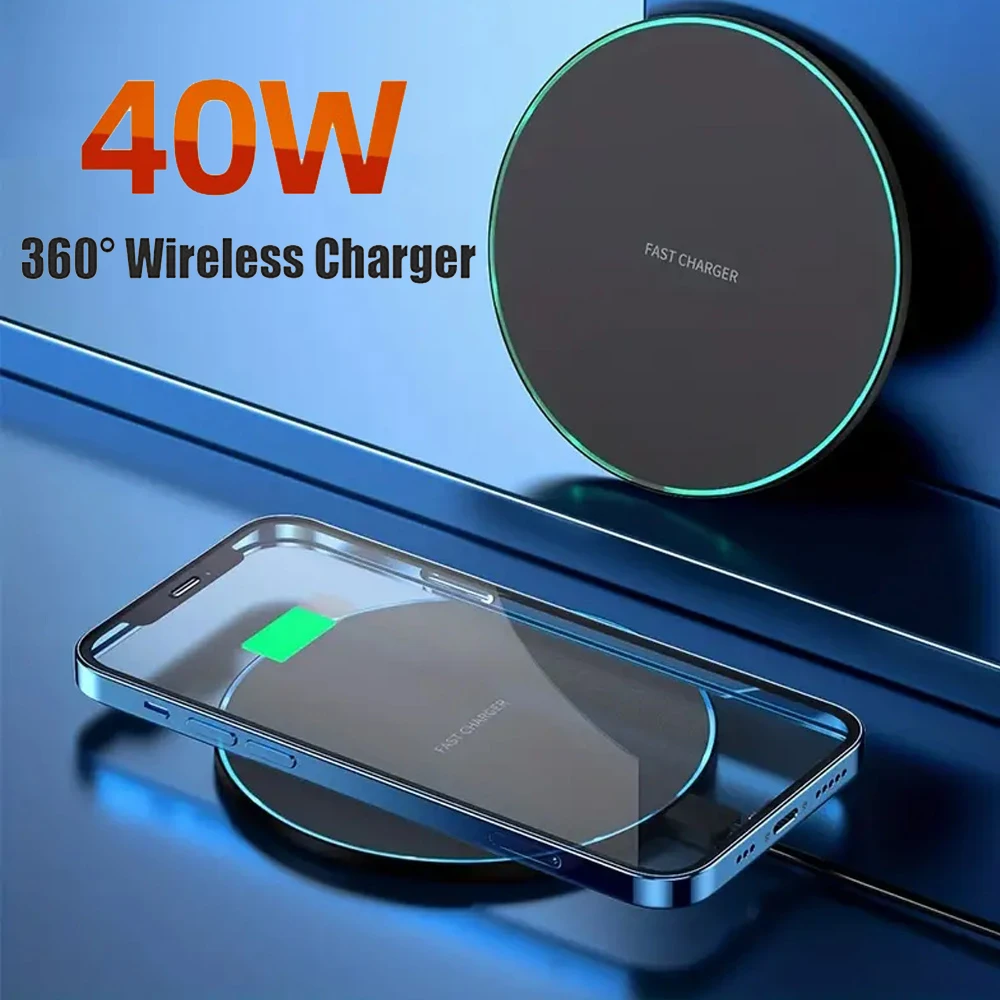 Almohadilla de carga inalámbrica de 40W para iPhone 15 14 13 12 11 Pro Max X Samsung Xiaomi cargadores de teléfono estación de carga rápida de inducción