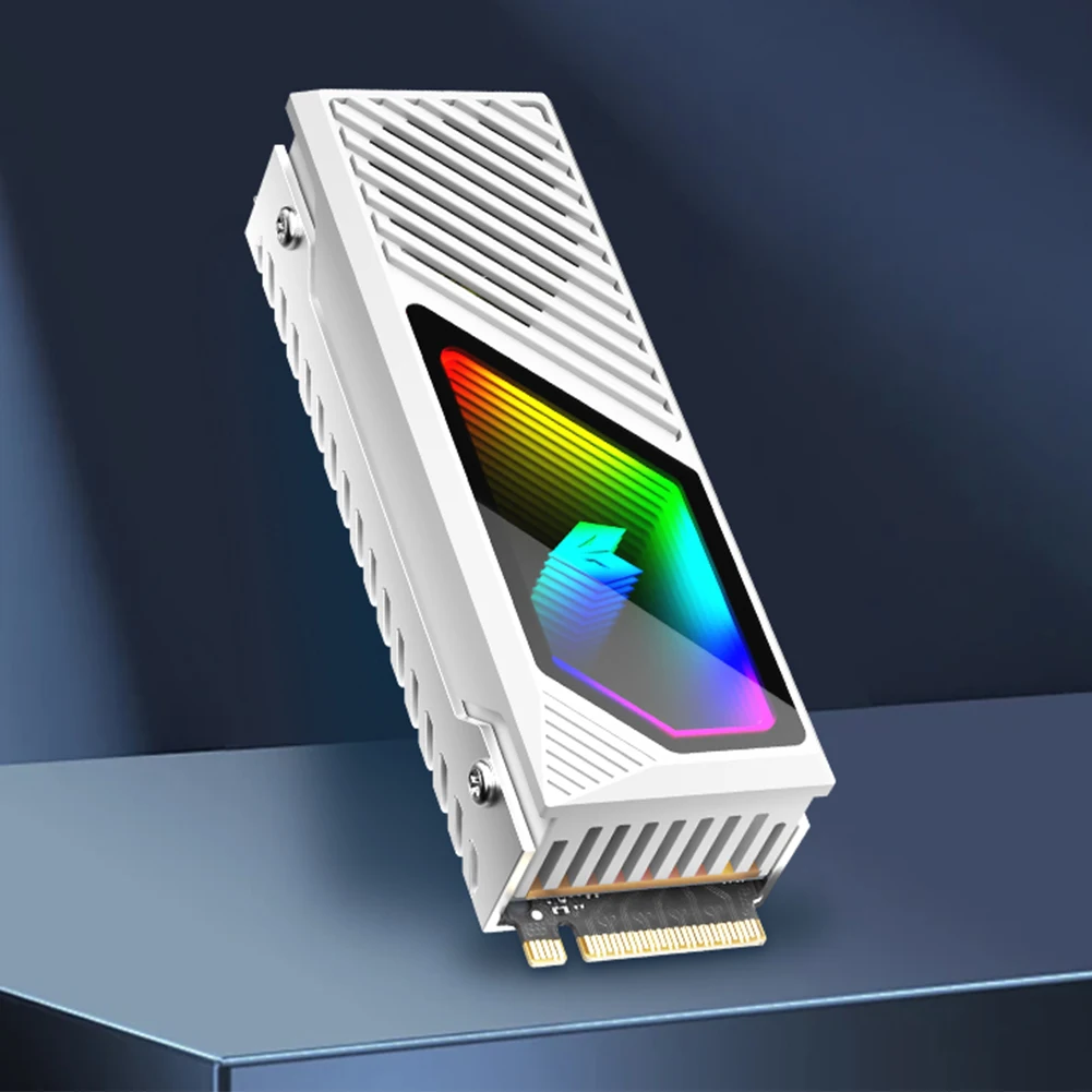 Disipador de calor M.2 2280 SSD, disipador de calor con almohadilla térmica de silicona, disipador de calor de disco duro ARGB de 5V y 3 pines, ventilador incorporado para SSD M.2 2280 - imagen 5