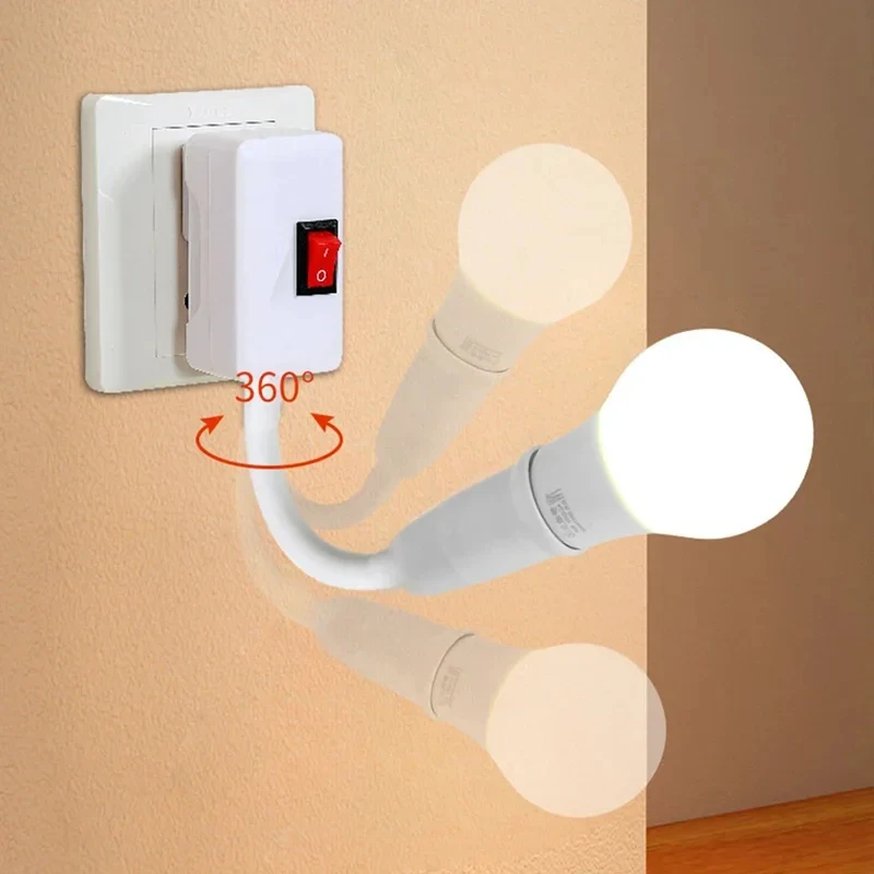 Cabezal de lámpara giratorio enchufable directo, portalámparas E27 con interruptor, portalámparas con enchufe europeo, lámpara de mesa LED, Base de lámpara - imagen 2