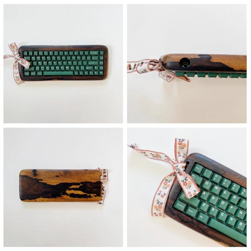 Kit de teclado mecánico personalizado Lucky Boy, cinta de caqui negra de madera de 68 teclas, enchufe caliente, cambio de tecla personalizado, inalámbrico trimodal