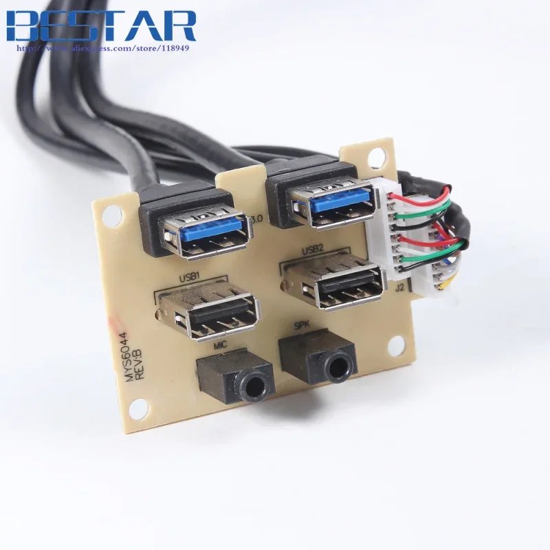 PC Caja de computadora Panel Trasero PCB USB 3.0 + USB 2.0 + Audio MIC + Cable de Grupo de Montaje SPK