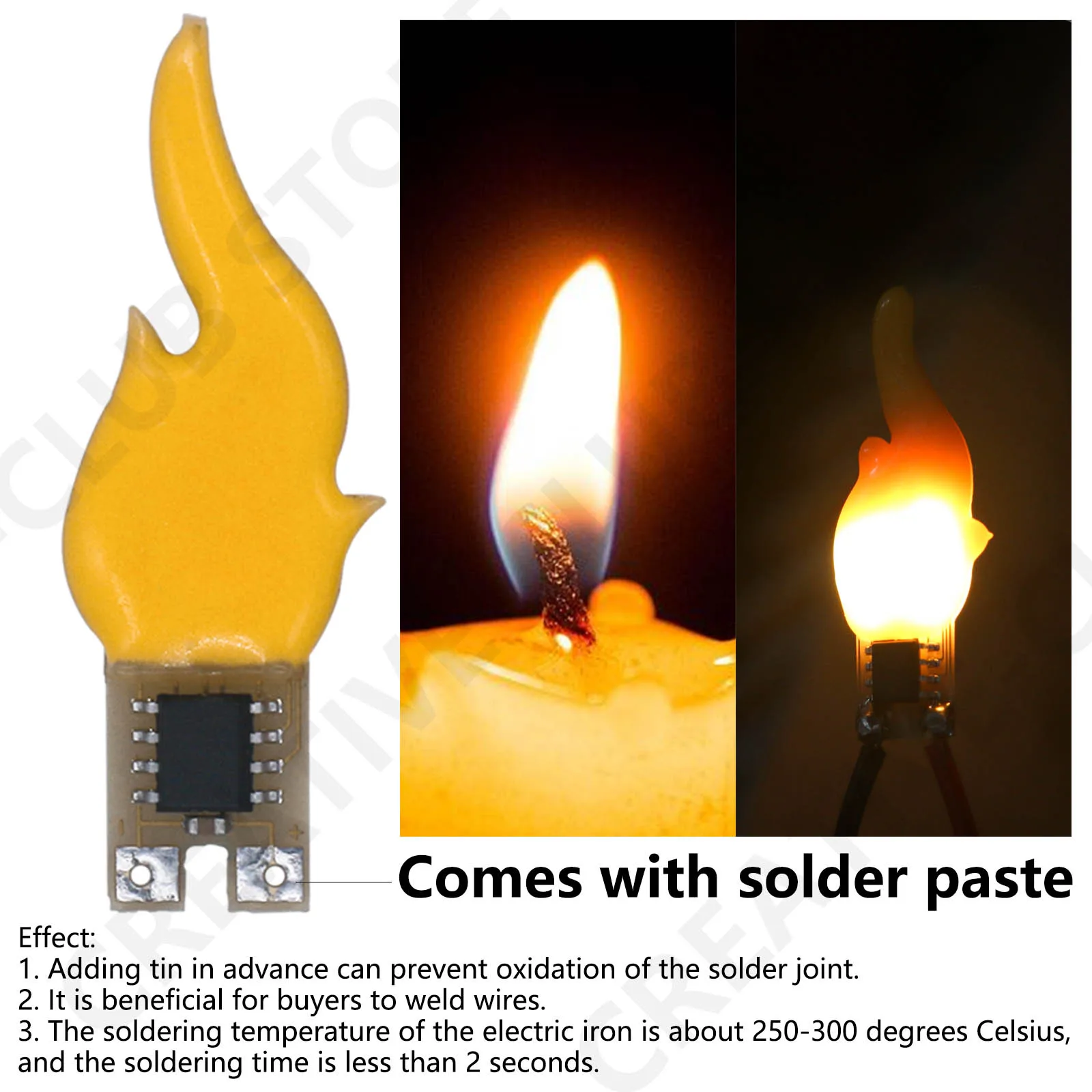 Mecha de Chip de llama de fuego parpadeante realista DC 3V 5V para velas LED DIY, filamento de 1900K, batería sin llama, accesorios de luz de vela - imagen 5