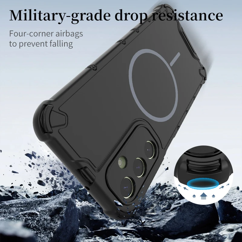 Funda magnética para Samsung Galaxy A56 A36 A55 A54 A35 A34 A25 A15 A14, funda antideslizante a prueba de golpes, cojín de aire, carcasa suave Mag-safe - imagen 4