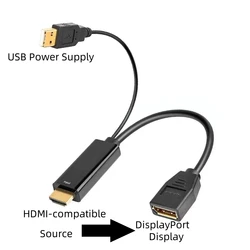 Adaptador HDMI a DisplayPort Ultra HD con cable USB de alimentación