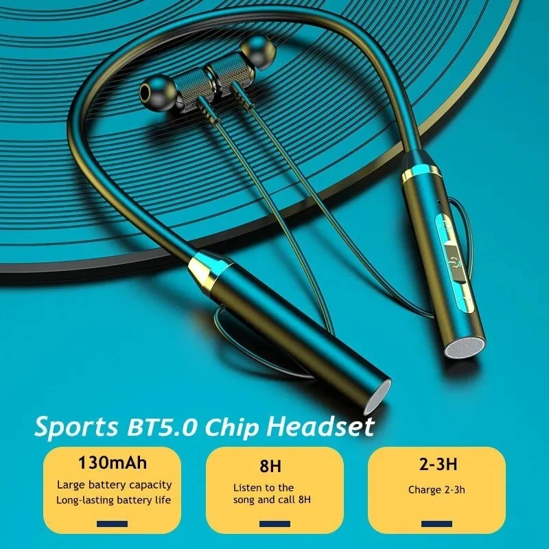 Auriculares inalámbricos con banda para el cuello, cascos deportivos estéreo 9D de silicona con banda para el cuello, con cuello Halter, magnéticos, 3 unidades - imagen 5