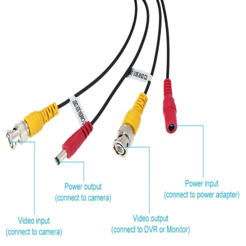 Conector BNC + CC de 5-50m, Cable CCTV BNC 2 en 1, Cable de vídeo BNC, cámara CCTV de seguridad, alimentación CC, cable de sistema DVR de vigilancia AHD CVI - imagen 2