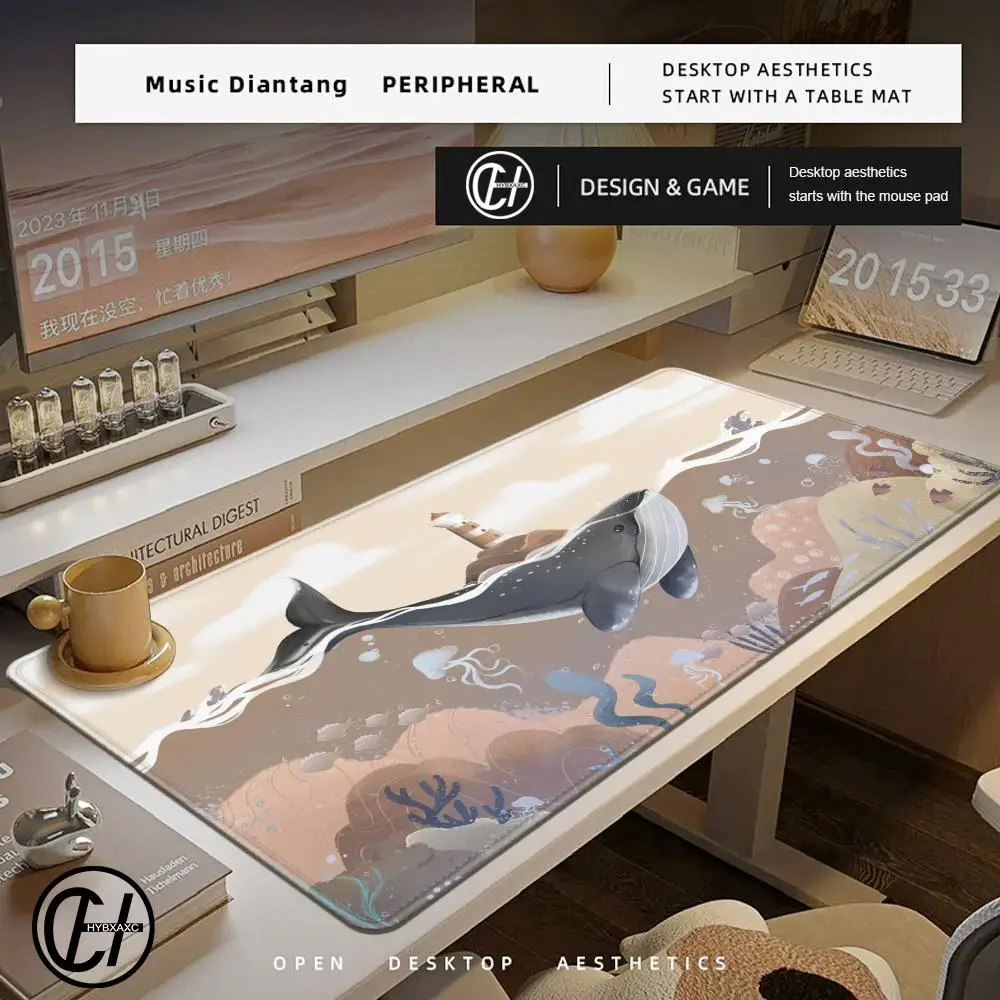 Alfombrilla de ratón de ballenas marinas, accesorios grandes para juegos, alfombrilla para teclado, ilustraciones artísticas, alfombrilla para ratón Xxl Pc Gamer, alfombrillas de escritorio de 40x90