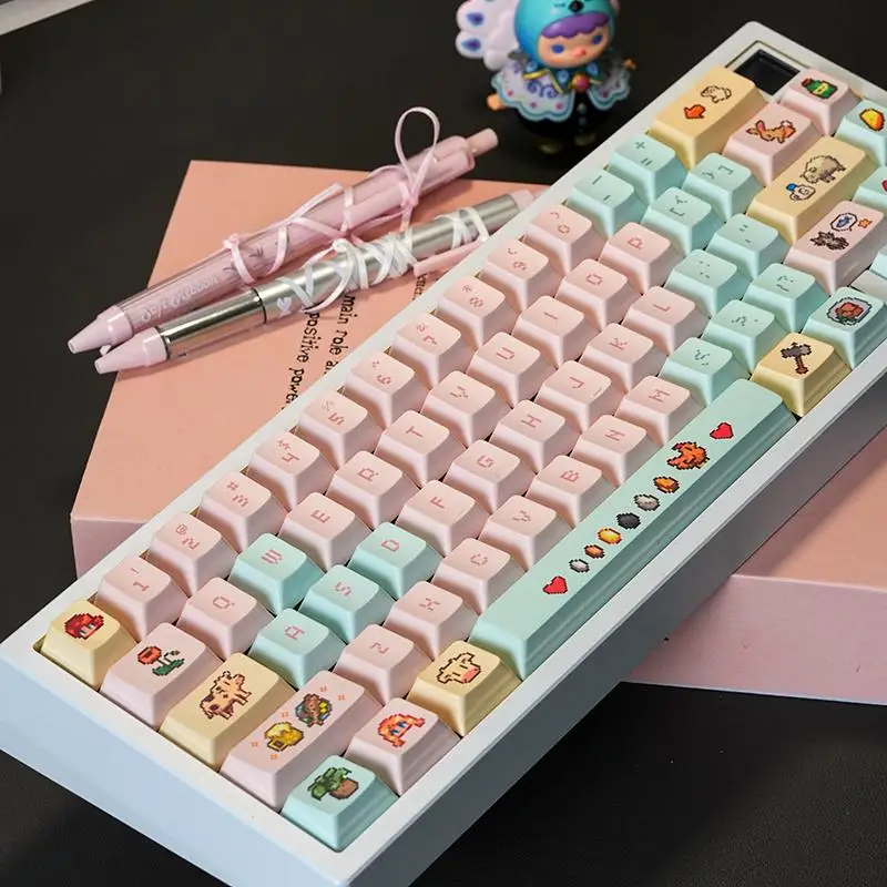 Juego de teclas con tema de estilo píxel, teclas personalizadas originales hechas a mano con perfil de cereza PBT para accesorios de teclado mecánico, regalo - imagen 3