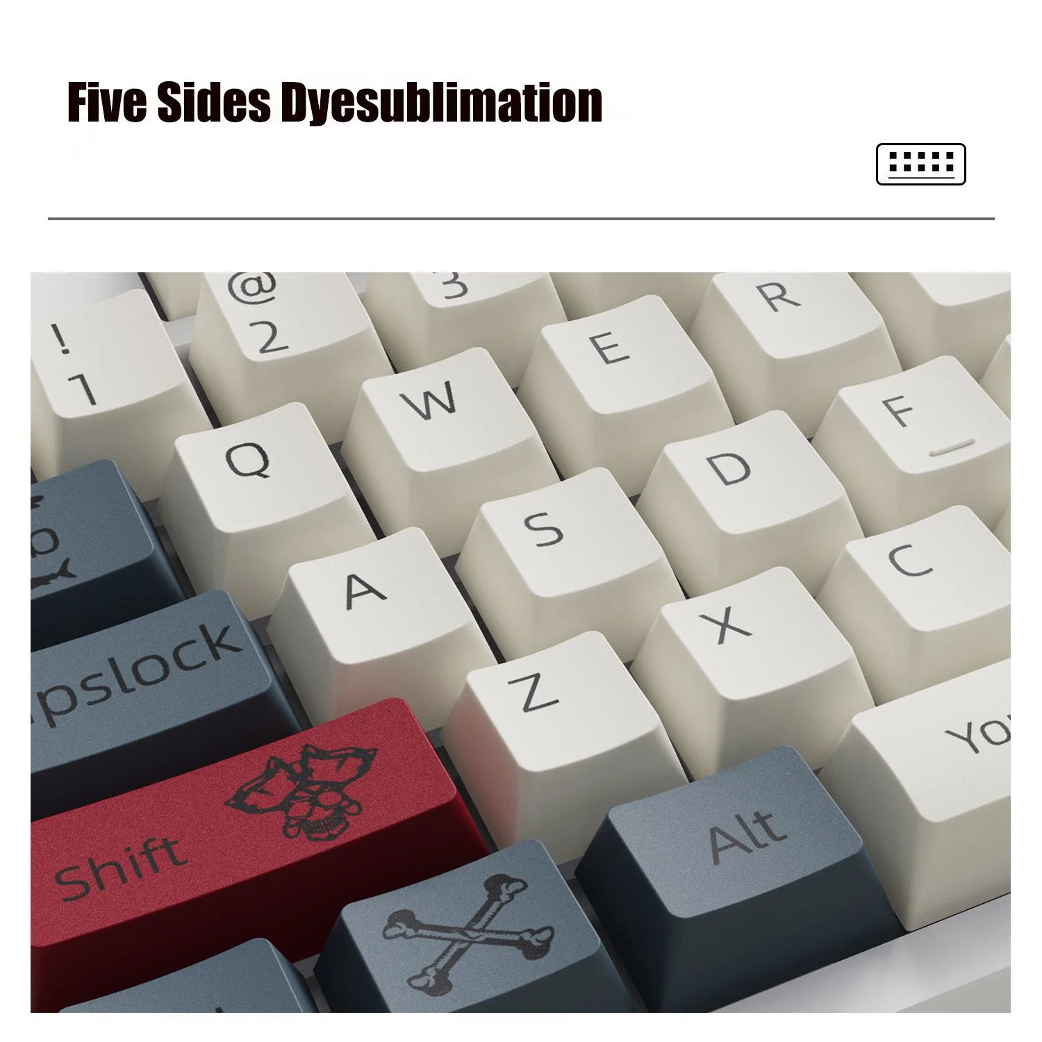 Teclas PBT con temática pirata, perfil de cereza, 5 lados, subteclas de tinte, 130 teclas para interruptores Gateron MX, Teclado mecánico para jugar - imagen 5