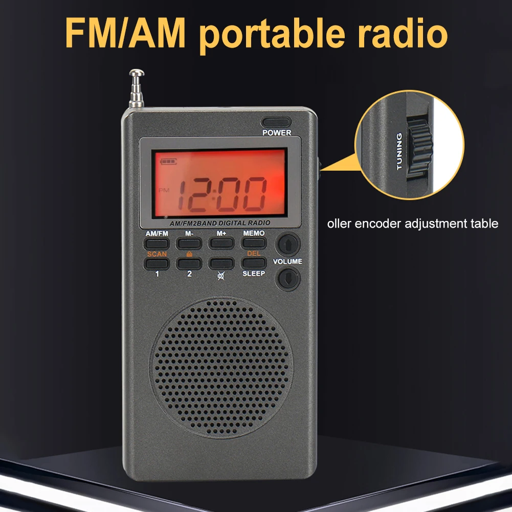 Radio FM portátil HRD-903, receptor Mini de bolsillo, AM, retroiluminación de dos bandas, alarma de emergencia para exteriores, caminar y trotar - imagen 3