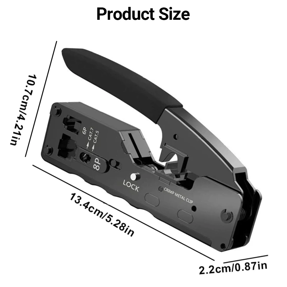 Hoolnx-Herramienta de engaste RJ45, alicates de crimpado de red de paso para conector RJ45, CAT7, CAT6A, CAT6, CAT5, CAT5e, 8P, 6P, enchufe Modular - imagen 5