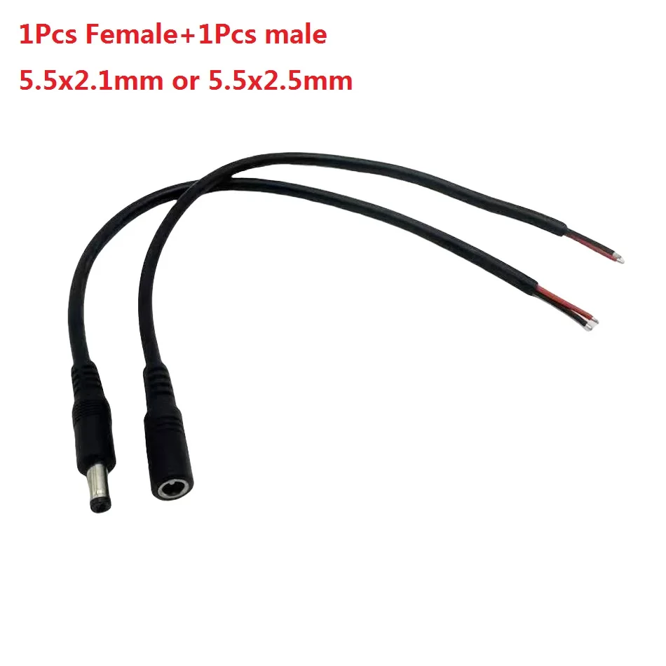 30cm 18AWG 5,5x2,1mm 5,5x2,5mmNegro 7A DC macho hembra Cable conector de fuente de alimentación cable de cobre para altavoz tira LED cámara CCTV - imagen 2