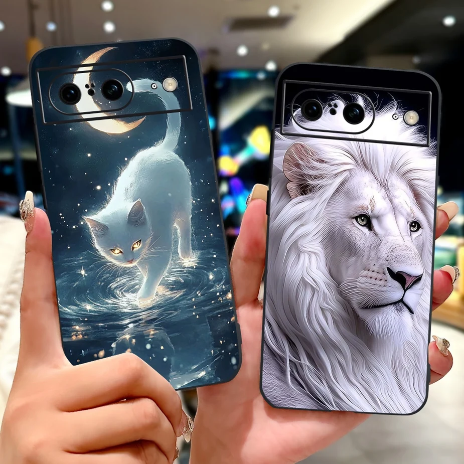 Para Google Pixel 8 Pro funda Pixel8A lindo gato León pintado funda de silicona suave Fundas de teléfono para Google Pixel 8A Pixel8 8Pro Fundas - imagen 5