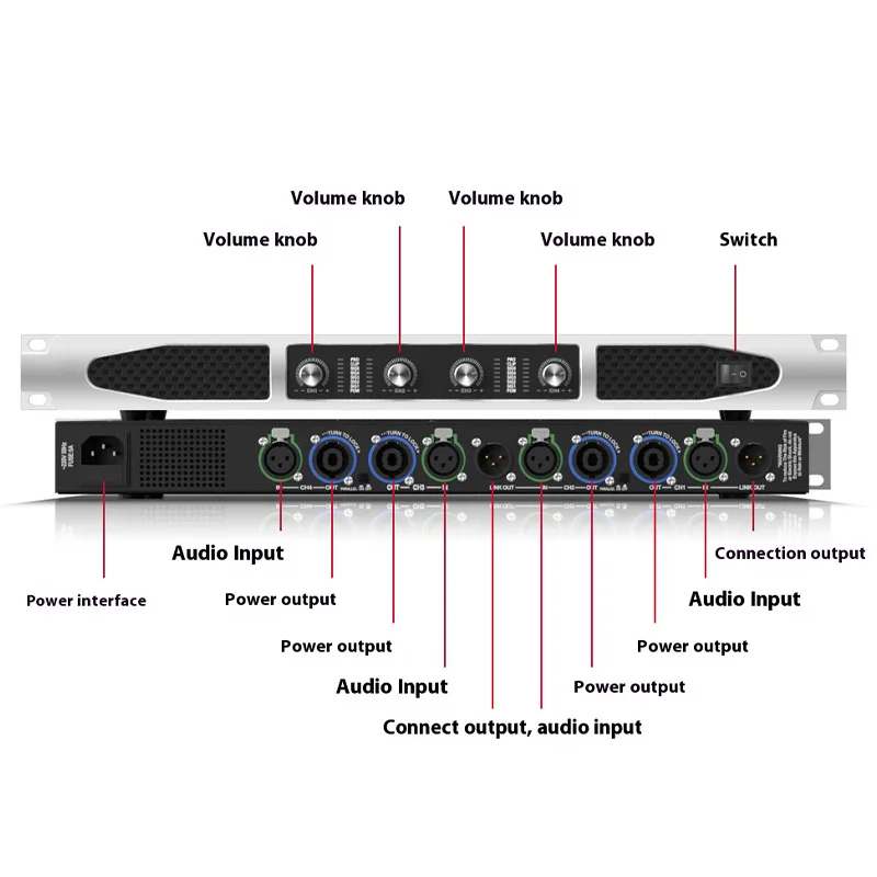 AMPLIFICADOR DE Subwoofer Digital para entusiastas de la alta fidelidad, 1200W, alta potencia, 2/4 canales, amplificador de sonido profesional para escenario, Audio de fiesta en casa - imagen 4