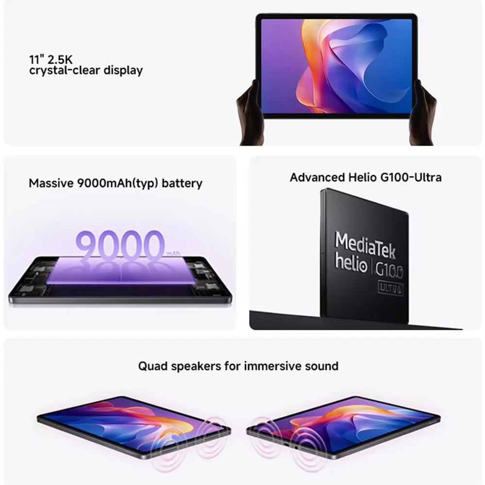 Xiaomi Redmi Pad 2 Tablet Wi-Fi, MediaTek Helio G100-Ultra, 11 "2.5K Pantalla cristalina , 90Hz, 8 MP Cámara, 9000 mAh Batería, Sin Cargador - imagen 2