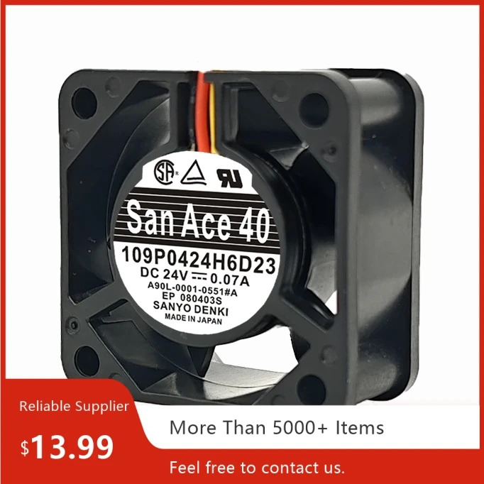 Ventilador de 40 mm para Sanyo 109P0424H6D23 24 V Ventilador inversor 40x40x20 mm Fuente de alimentación de servidor de rodamiento de bolas dual - imagen 2