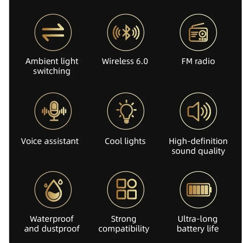 Auriculares estéreo para casco de motocicleta, Bluetooth 6,0, llamadas manos libres, IP65, resistentes al agua, con Radio FM, luz ambiental tricolor - imagen 2