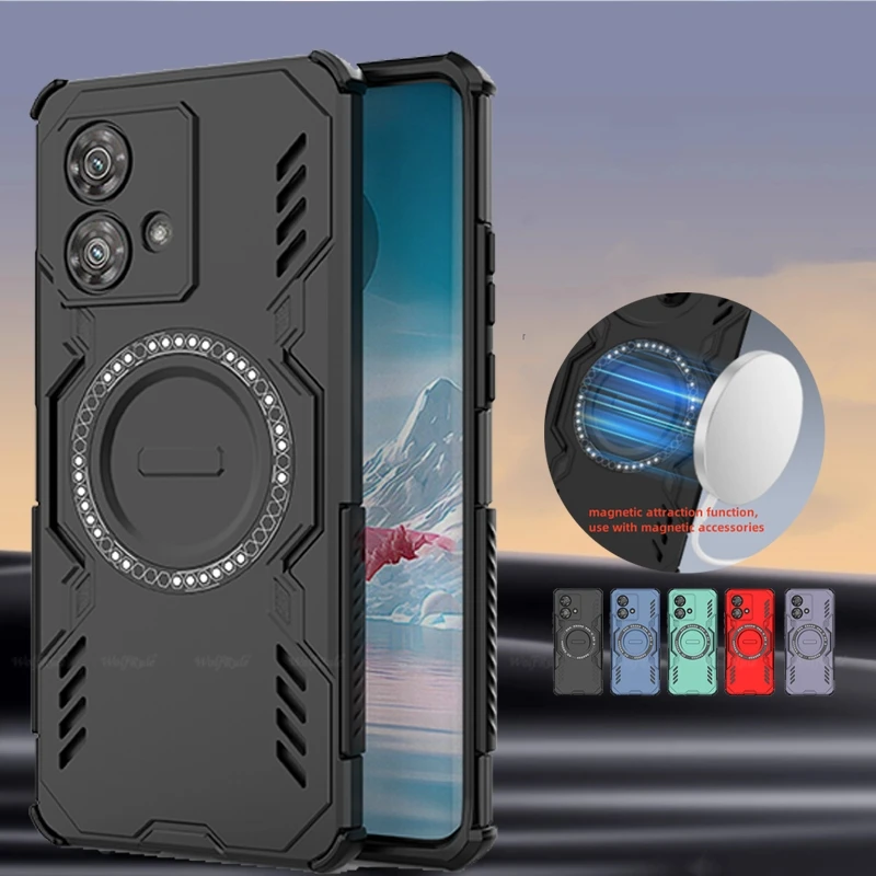 Para Motorola Moto Edge 40 Neo funda Moto Edge 40 Neo Capa nueva anular atracción magnética adsorción carga inalámbrica Fundas