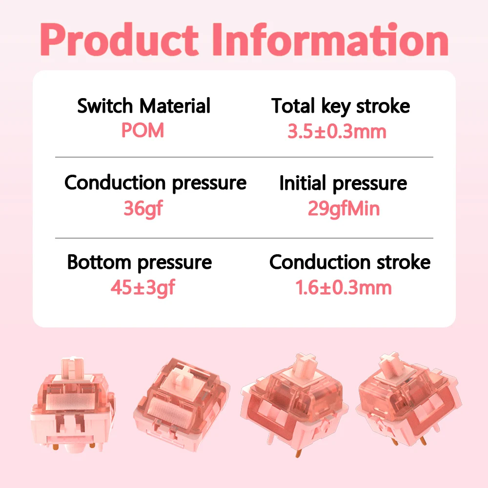 LEOBOG-interruptores silenciosos para teclado mecánico, 100 Uds., interruptores lineales de 5 pines, interruptores MX de algodón de azúcar de bajo ruido personalizados POM prelubricados - imagen 4