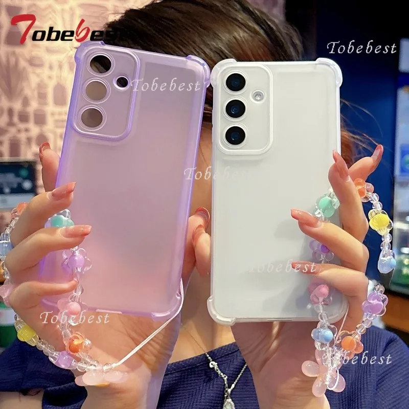 Funda de pulsera de flores a prueba de golpes con Airbag para Samsung Galaxy S25 Edge S24 S23 S22 Ultra Plus S21 S20 FE, funda de silicona - imagen 2