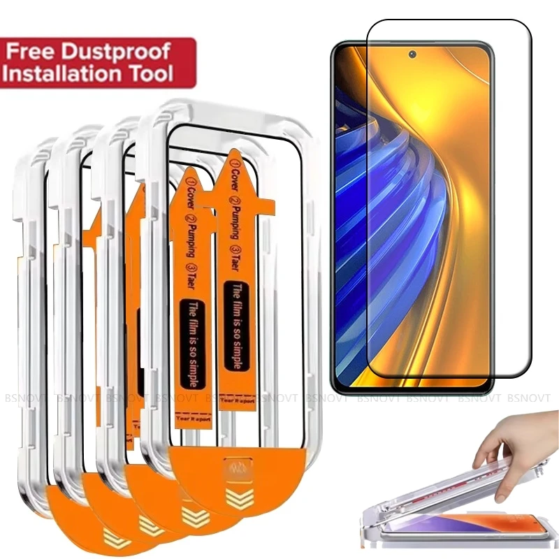 4/3/2/1 Uds para Poco F4 vidrio Poco F4 vidrio templado Protector de teléfono HD cubierta libre de polvo pegamento 9H Protector de pantalla Xiaomi Poco F4