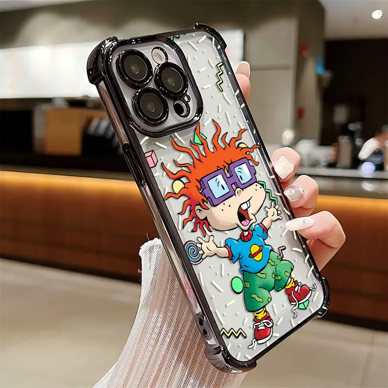 Funda chapada divertida de dibujos animados para r-rugrats iPhone 16 15 14 13 12 11 Pro Max X XR XSMax 7 8 Plus funda trasera anticaída Airabag - imagen 4