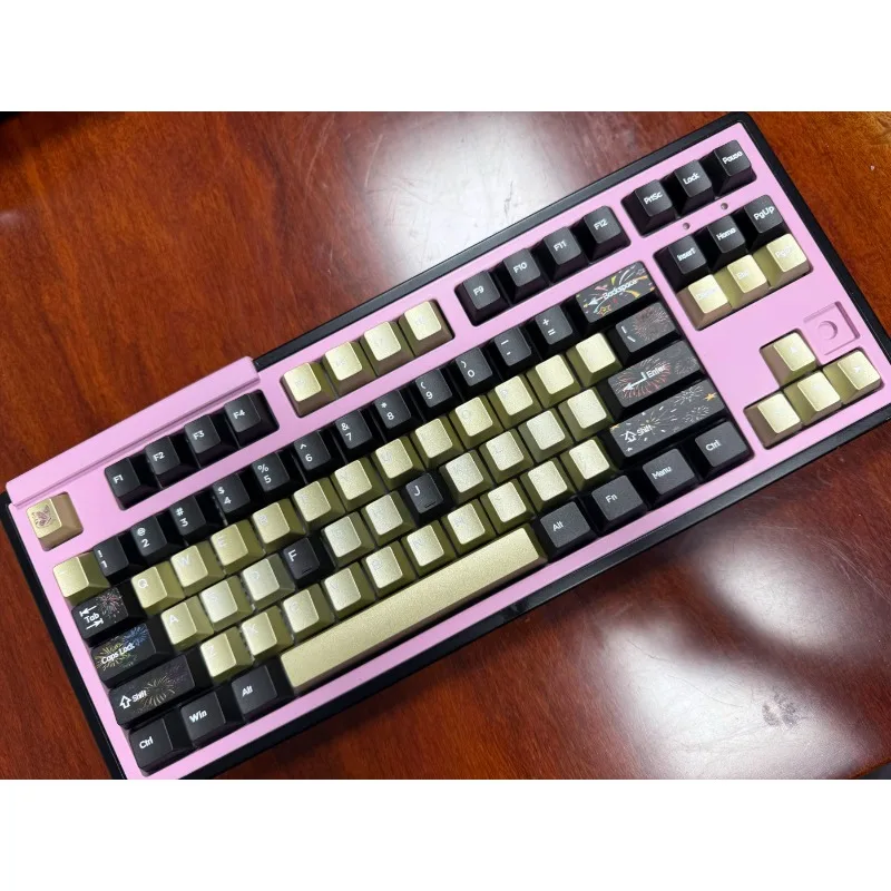 Sanmu periférico negro oro imitación ánodo fuegos artificiales conjunto completo cereza perfil 87 con textura de Metal teclas aleación de Zinc regalo - imagen 4