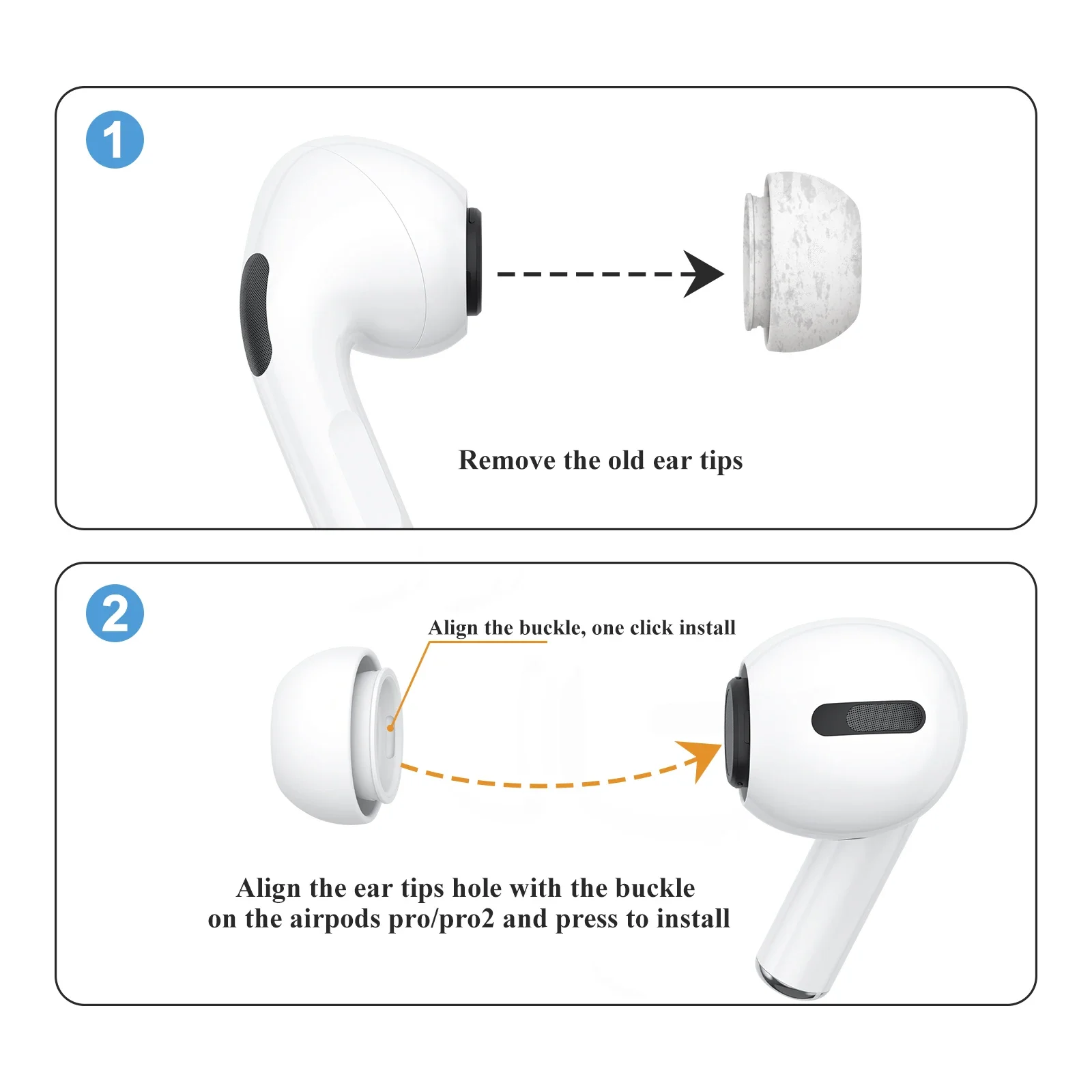 6 pares de almohadillas de silicona líquida para Airpods Pro 1 2 almohadillas reductoras de ruido tapones para los oídos de repuesto vienen con lápiz de limpieza - imagen 2