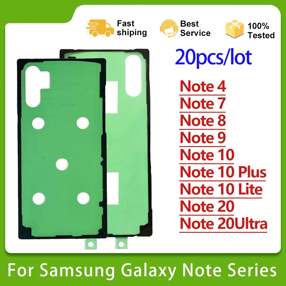 Adhesivo para cubierta trasera de Samsung Galaxy Note 20, 10, 9, 8, 7 Plus, cinta adhesiva para puerta de batería Ultra Lite, 20 unidades