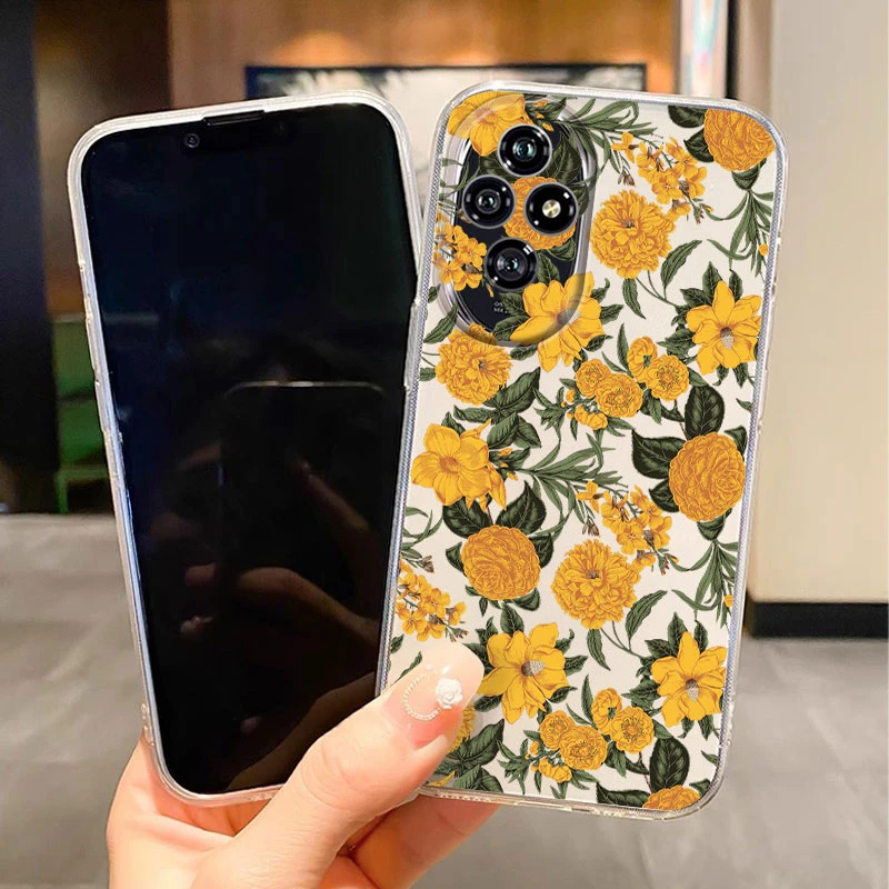 Funda transparente para Honor 200 400 Pro Lite, funda con dibujos de flores y mariposas, Fundas suaves de TPU a prueba de golpes, bolsas de parachoques a prueba de golpes - imagen 3