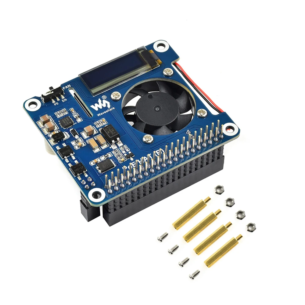 Raspberry Pi Power Over Ethernet Placa de expansión PoE HAT 802.3af con ventilador de refrigeración temperatura OLED para Raspberry Pi 3B + 4B - imagen 5