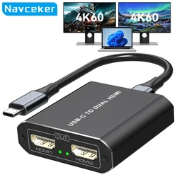 Navceker Hub USB-C con Doble HDMI 4K 60 Hz – Adaptador Portátil