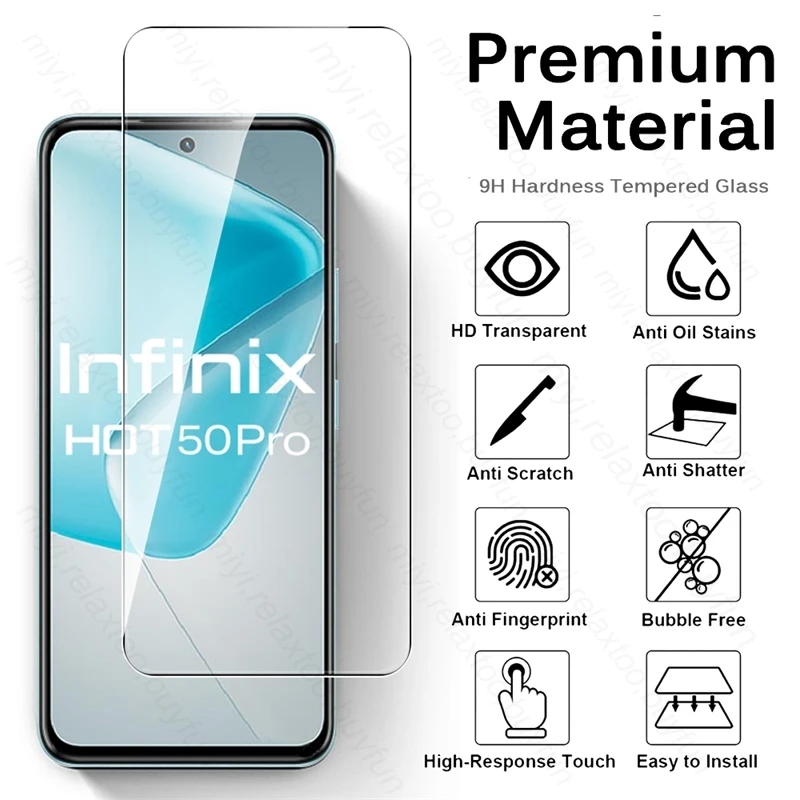 Protector de pantalla de vidrio templado 6 en 1 para Infinix Hot50 Hot 50 Pro 50i 4G lente de cámara vidrio protector en Finix Hot50 5G 2024 - imagen 2
