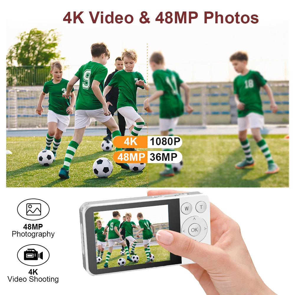 Cámara digital 4K con enfoque automático Cámara Vlogging HD de 48 MP Videocámara de pantalla grande de 2,8 pulgadas A59 para fotografía de niños y adultos - imagen 5