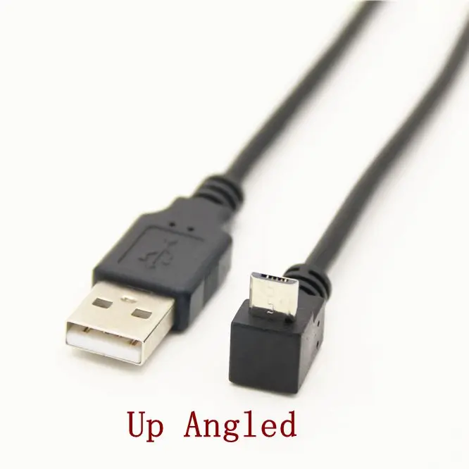 Up Down Left Right Angled 90 grados USB Micro USB macho a USB macho Cable conector de carga de datos 25cm 50cm para tableta 5 pies 1m 3M 5M - imagen 3