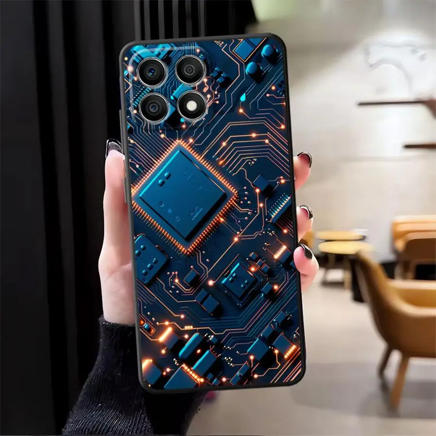 Placa de circuito negro suave funda de teléfono para Honor X7 90 X6 X5b Magic5Lite 70 8X X9a X8 200 400 Lite - imagen 5