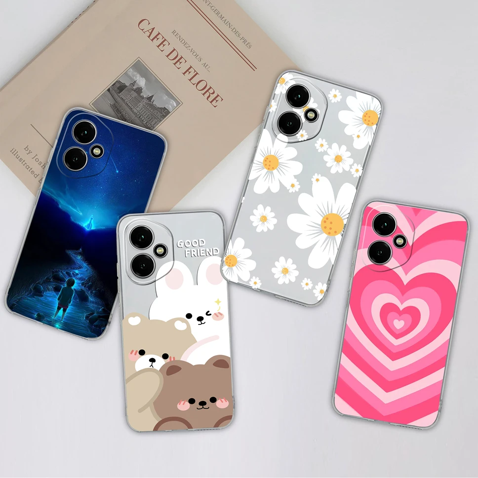Funda blanda para Honor 400 Pro 5G, carcasa de teléfono de silicona TPU transparente con dibujos de oso bonito para Honor 400Pro, protección de cámara, Fundas Capa - imagen 3