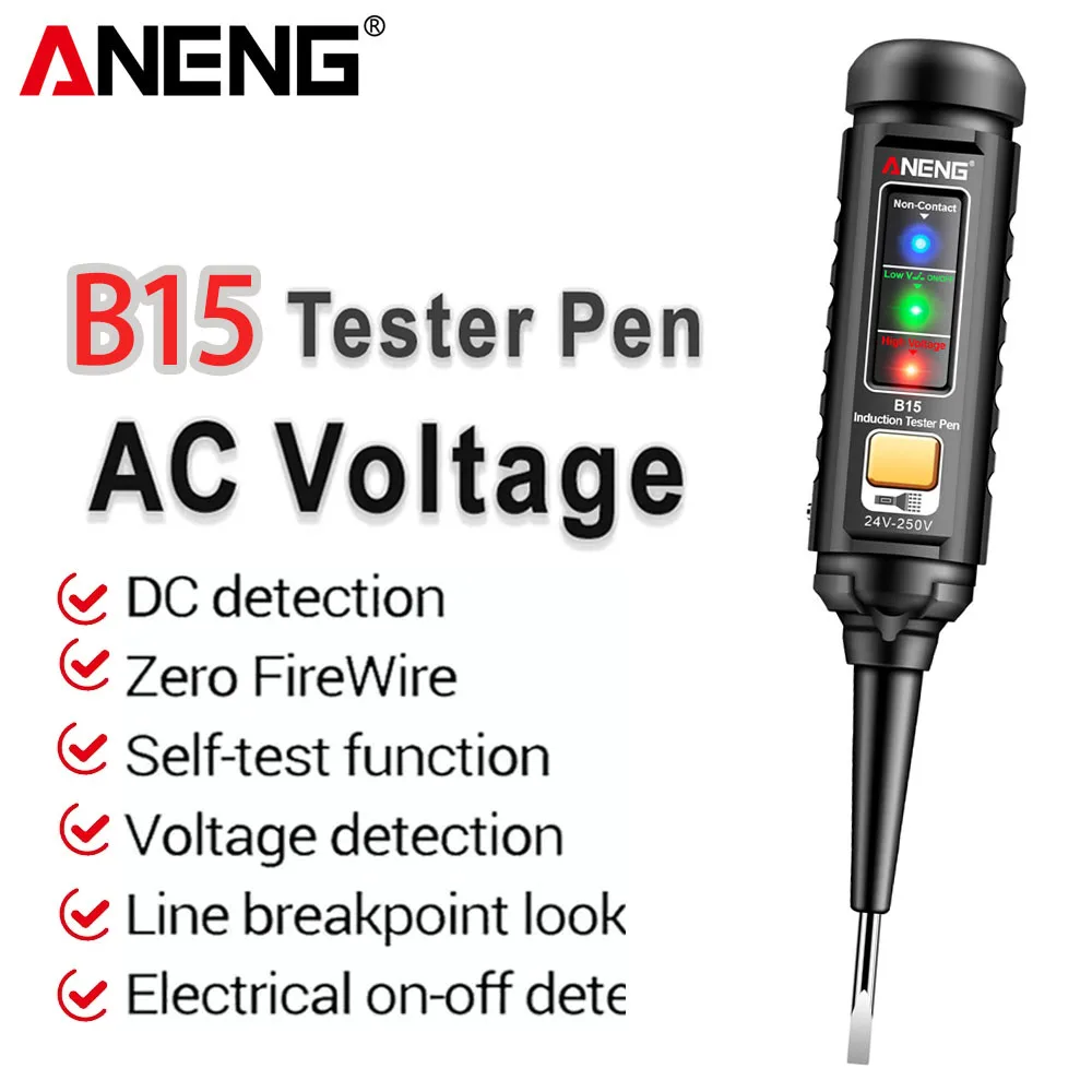 Bolígrafo probador de voltaje CA de inducción ANENG B15, herramientas de prueba de destornillador de electricista de detección profesional de luz de Color resaltado - imagen 2