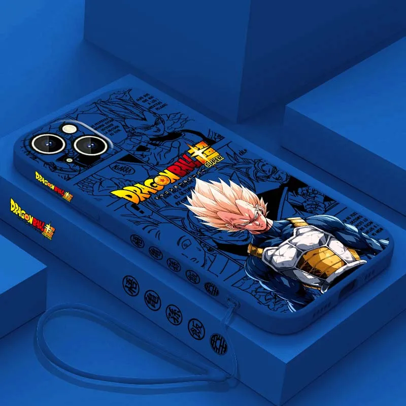 D-Dragon Ball Vegeta Trunks cubierta para Apple iPhone 17 16 15 14 13 12 11 Air Mini Plus Pro Max funda de teléfono con cuerda izquierda líquida - imagen 4