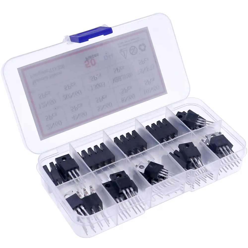 Kit de transistores de efecto de campo Mosfet, caja de 50 piezas, 10 valores TO-220, 2N60, 4N60, 5N60, 8N60, 10N60, 12N60, 20N60, 13003, MBR20100, 75NF75 - imagen 4