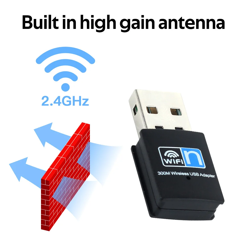 Adaptador Wifi USB de 300M Mini USB2.0 WLAN Dongle inalámbrico 2,4 GHz 802,11 n/g/b tarjeta de red inalámbrica para sistemas Windows - imagen 5