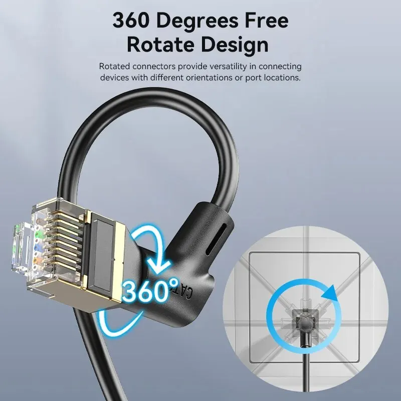 Vention-Cable Ethernet CAT8 para ordenador, dispositivo con rotación de 2000 grados, 40Gbps, 360 MHz, Internet Lan, para enrutador PS 4 RJ45 - imagen 2