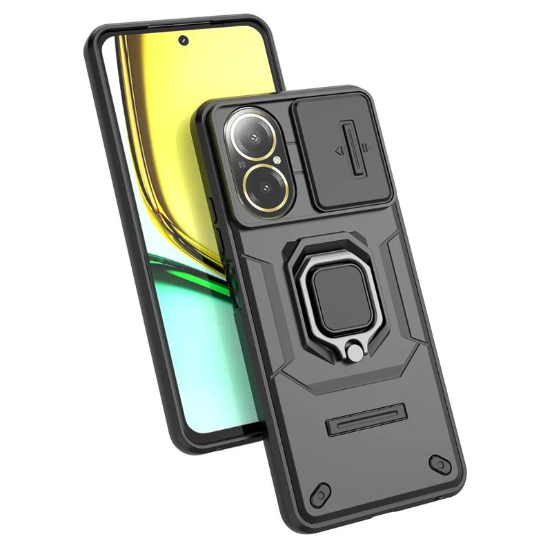 Funda protectora para OPPO Realme C67, Protector de lente de parachoques, soporte de anillo para cámara deslizante, Realme C67, 4G - imagen 2