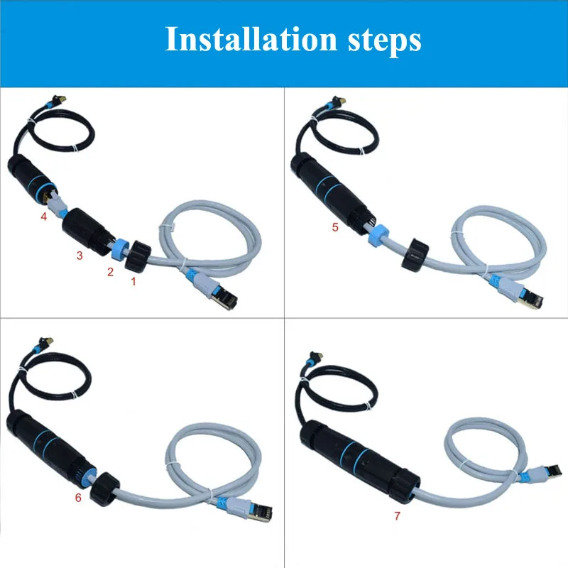 Conector de red impermeable CAT6 RJ45 para exteriores 4,5-7,5mm M23 línea a línea junta blindada IP68 rj45 enchufe de red de categoría 6 - imagen 5