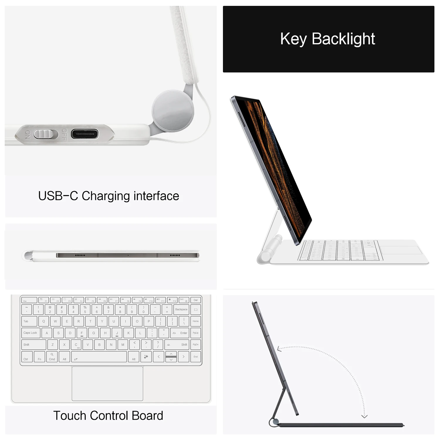 AJIUYU-funda con teclado mágico retroiluminado para Samsung Galaxy Tab S10 Ultra, 14,6 ", S9 Ultra S8 ultra, funda inteligente multitáctil de 14,6 pulgadas - imagen 3