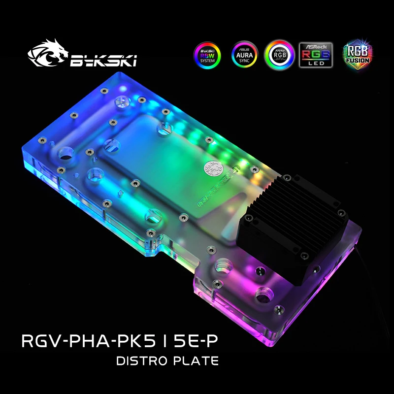 BYKSKI-Solución de canal de agua con placa acrílica, uso para carcasa PHANTEKS 515E para CPU y bloque GPU/luz RGB de 3 pines/respador Intead - imagen 4