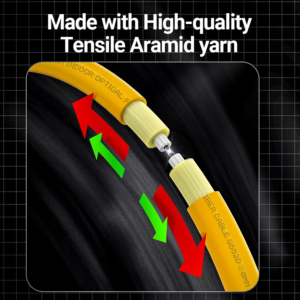 AMPCOM SC a SC APC Fibra óptica, cable de fibra simple monomodo SMF 9/125μm Cable de fibra óptica insensible de 2,0 mm con curva monomodo - imagen 5