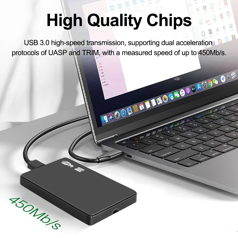 Caja HDD SATA USB3.0 de 2,5 ", carcasas para discos duros móviles, adaptador SSD SATA a USB 3,0 tipo C 3,1 para caja HDD de almacenamiento externo SSD - imagen 5