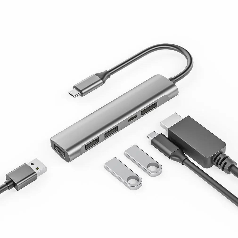 Estación de acoplamiento de concentrador USB C 5 en 1, adaptador de puerto de visualización USB C a USB 2,0 PD, acoplamiento de concentrador multipuerto para ordenador portátil y de escritorio - imagen 4
